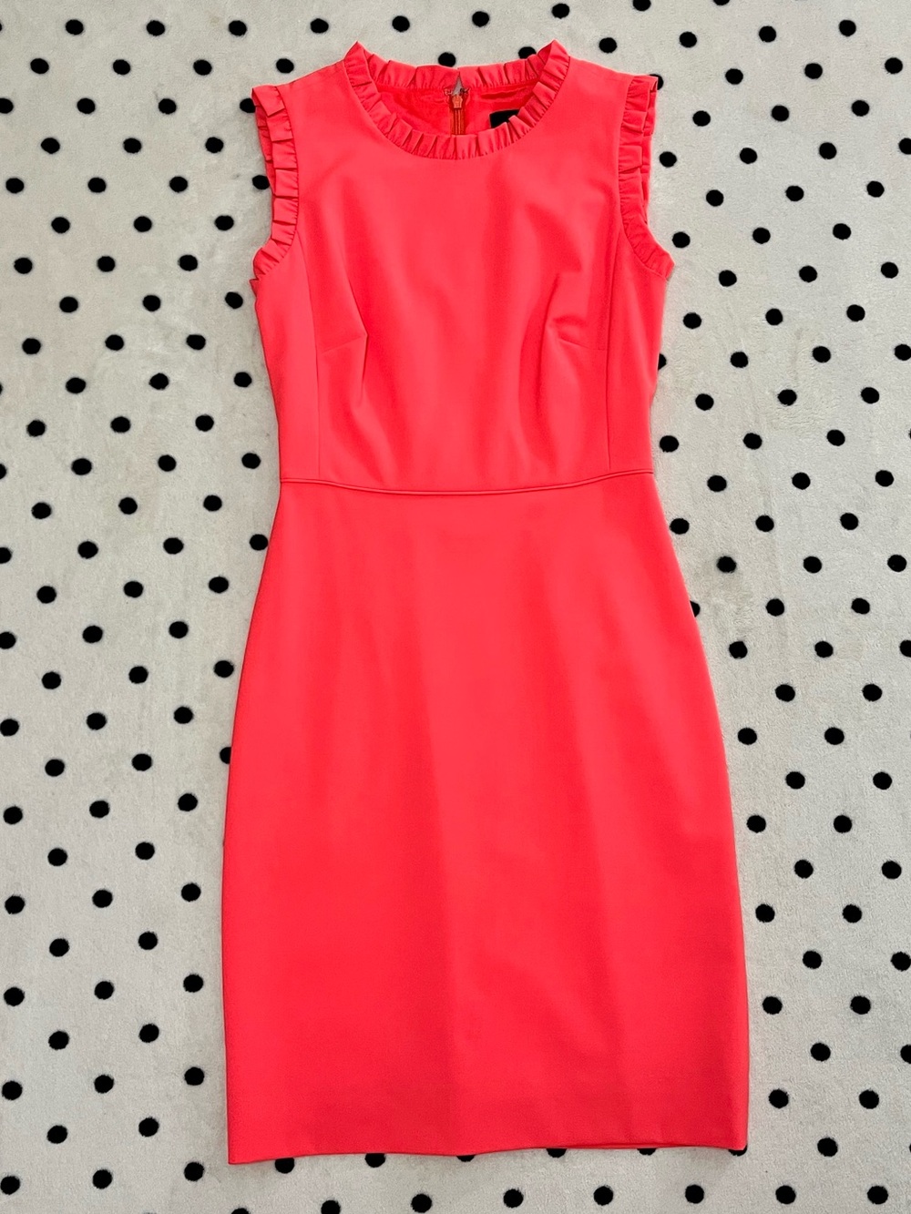 J. Crew Ruffle-Trim Sheath Dress in Neon Papaya Size 00